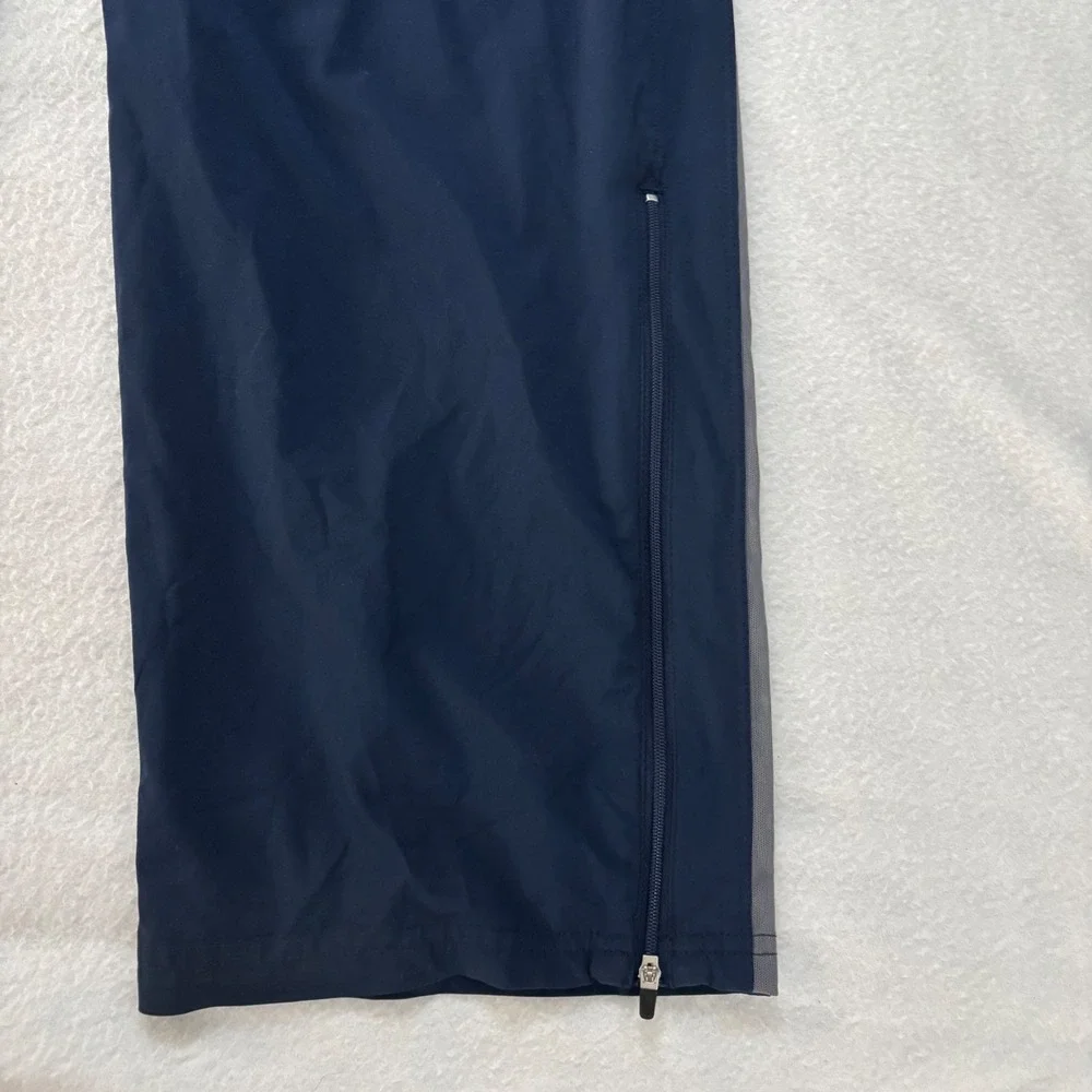 Nike Dri-FIT Mens Track Pants Navy Blue Grey Stripe Zipper Pockets Large
